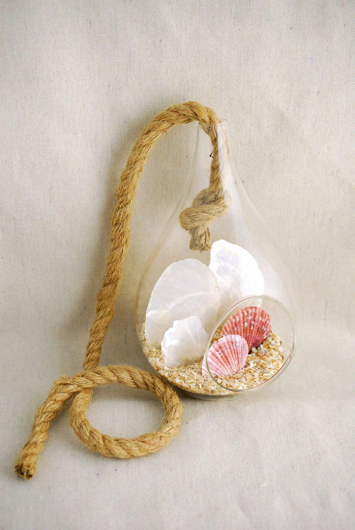 Tear-Drop Glass Terrarium with Rope