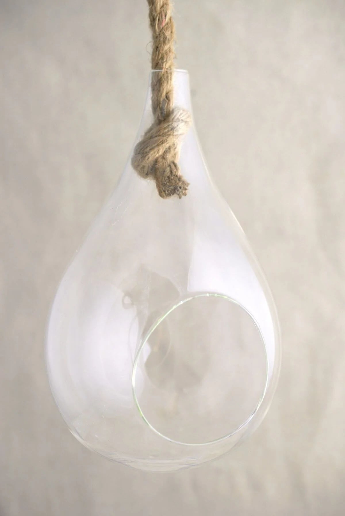 Tear-Drop Glass Terrarium with Rope