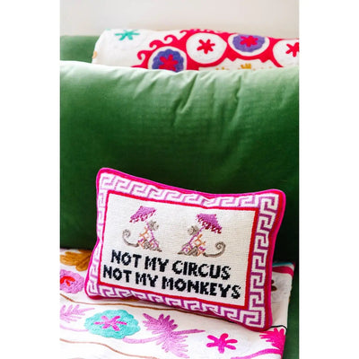 Not My Circus Needlepoint Accent Pillow