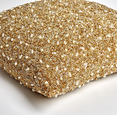 Golden Beaded Pillow