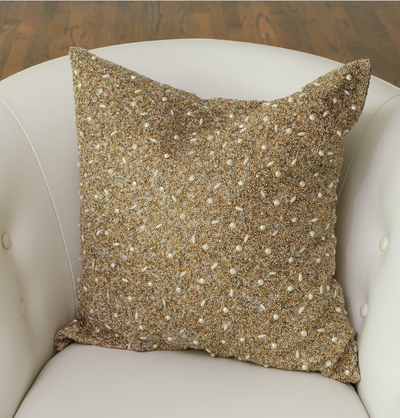 Golden Beaded Pillow