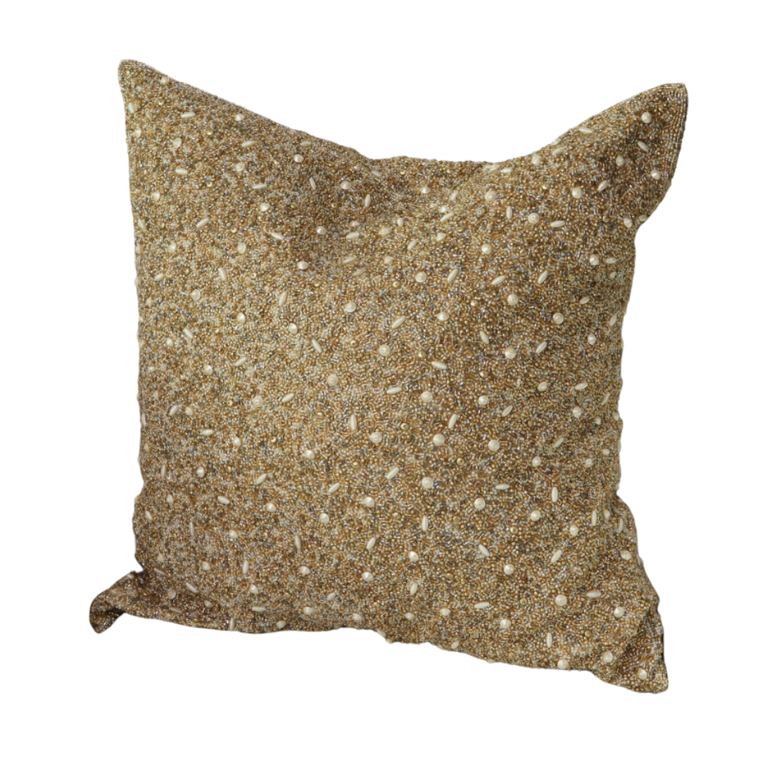 Golden Beaded Pillow