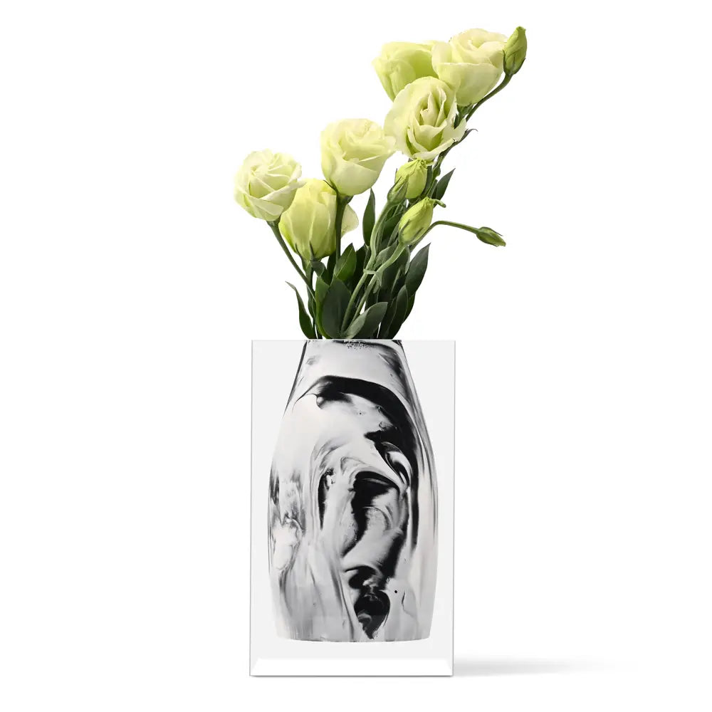 Chester Acrylic Block White Marble Vase