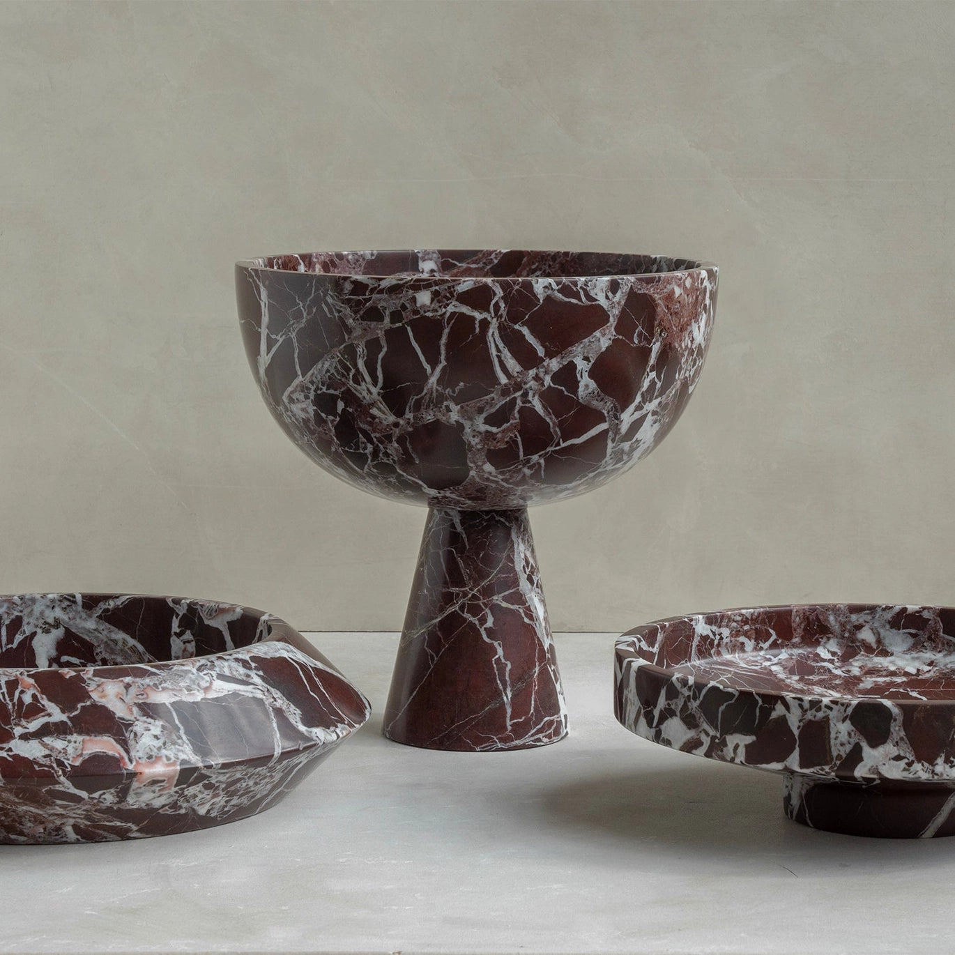 Rosso Marble Pedestal Bowl