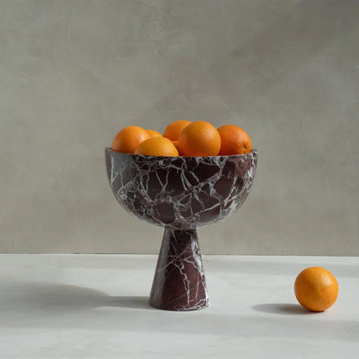 Rosso Marble Pedestal Bowl