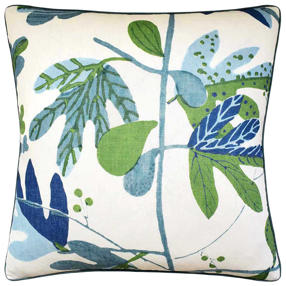 Modern Leaf Pillow - Green & Blue