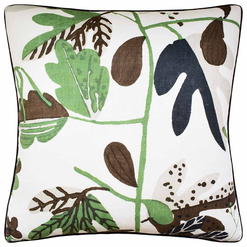 Modern Leaf Pillow - Green & Brown