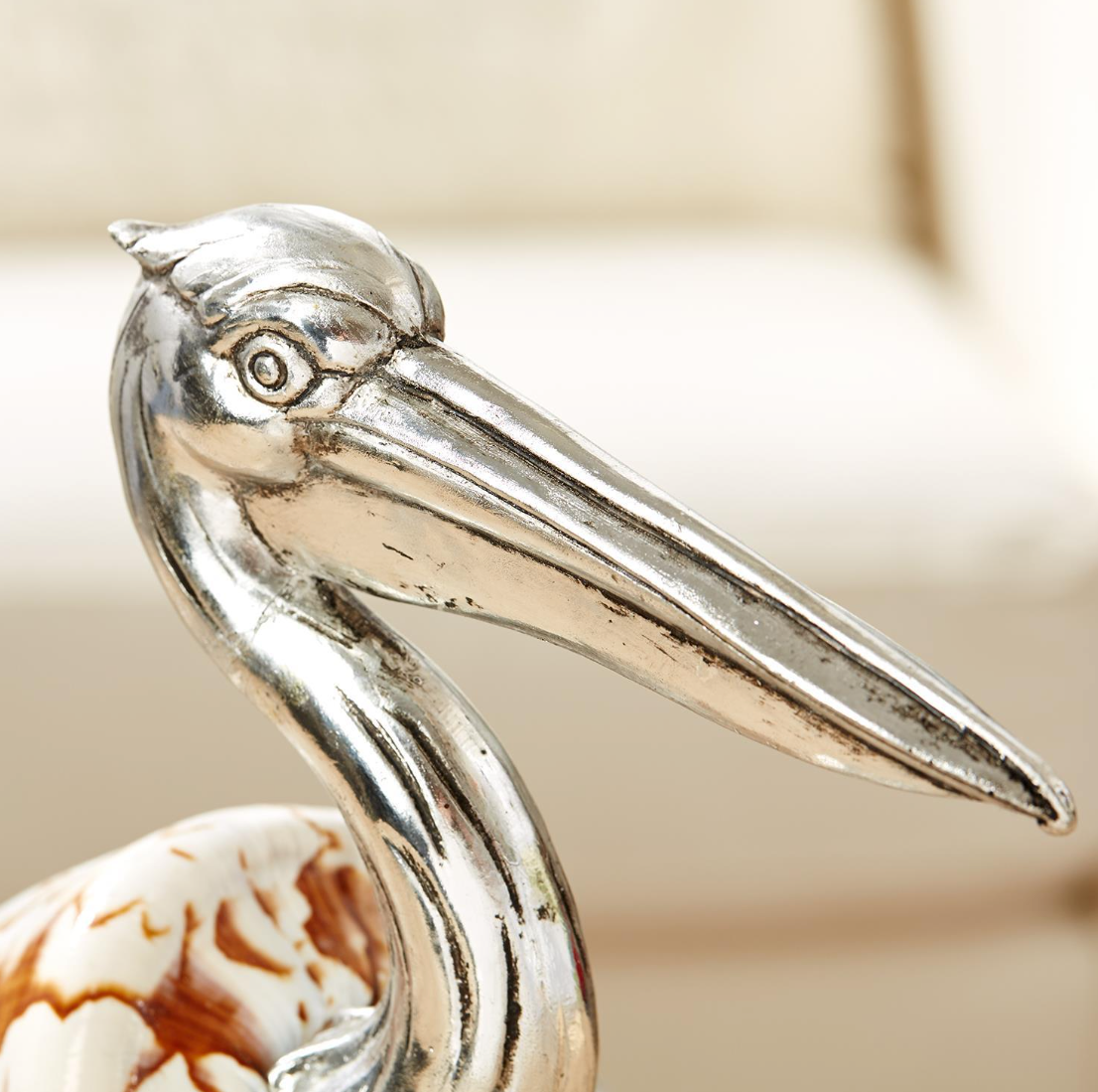 Pelican Shell Sculpture Silver Plated - Set of 2