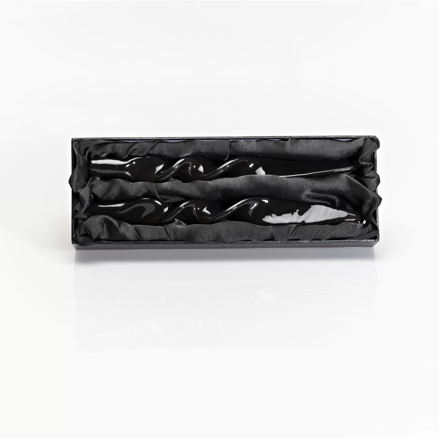 Twisted Lacquered Italian Candles - Set of 2 - Black